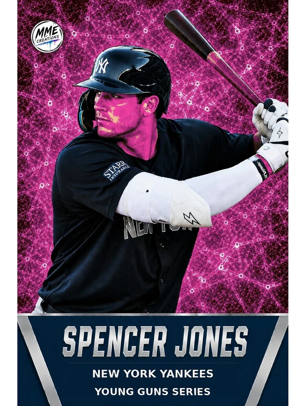 4236 Spencer Jones | Young Guns | Laminated Custom Baseball Card | Pink Ice